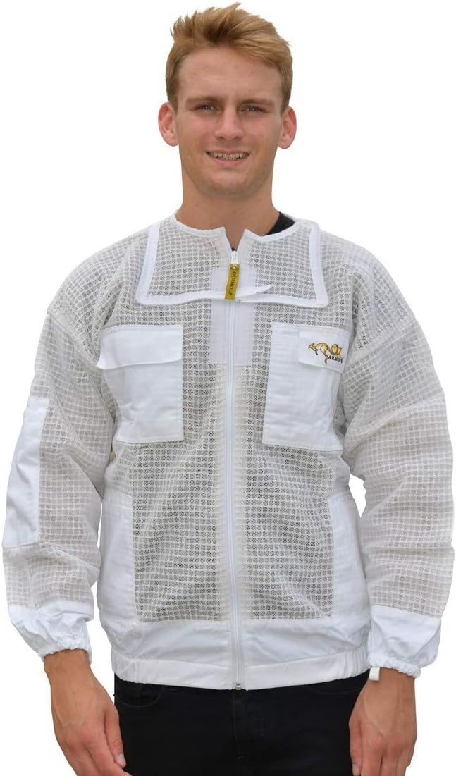 Beekeeping Suit Jacket & Trousers Pants with 2 Veils Fencing & Round Brim Hat Ventilated 3 Layer Mesh Costume - 