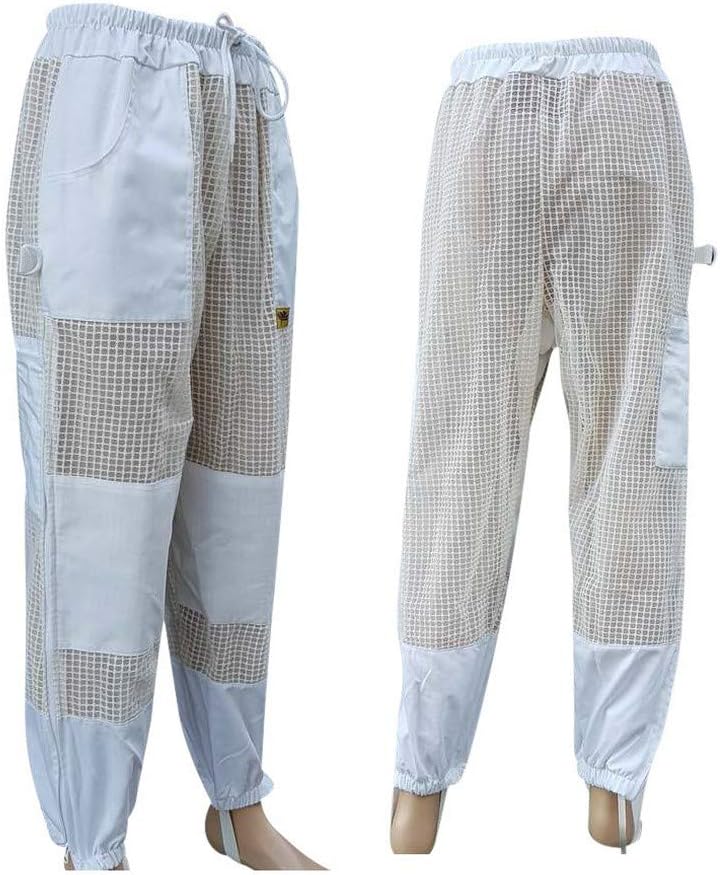 Beekeeping Suit Jacket & Trousers Pants with 2 Veils Fencing & Round Brim Hat Ventilated 3 Layer Mesh Costume - 