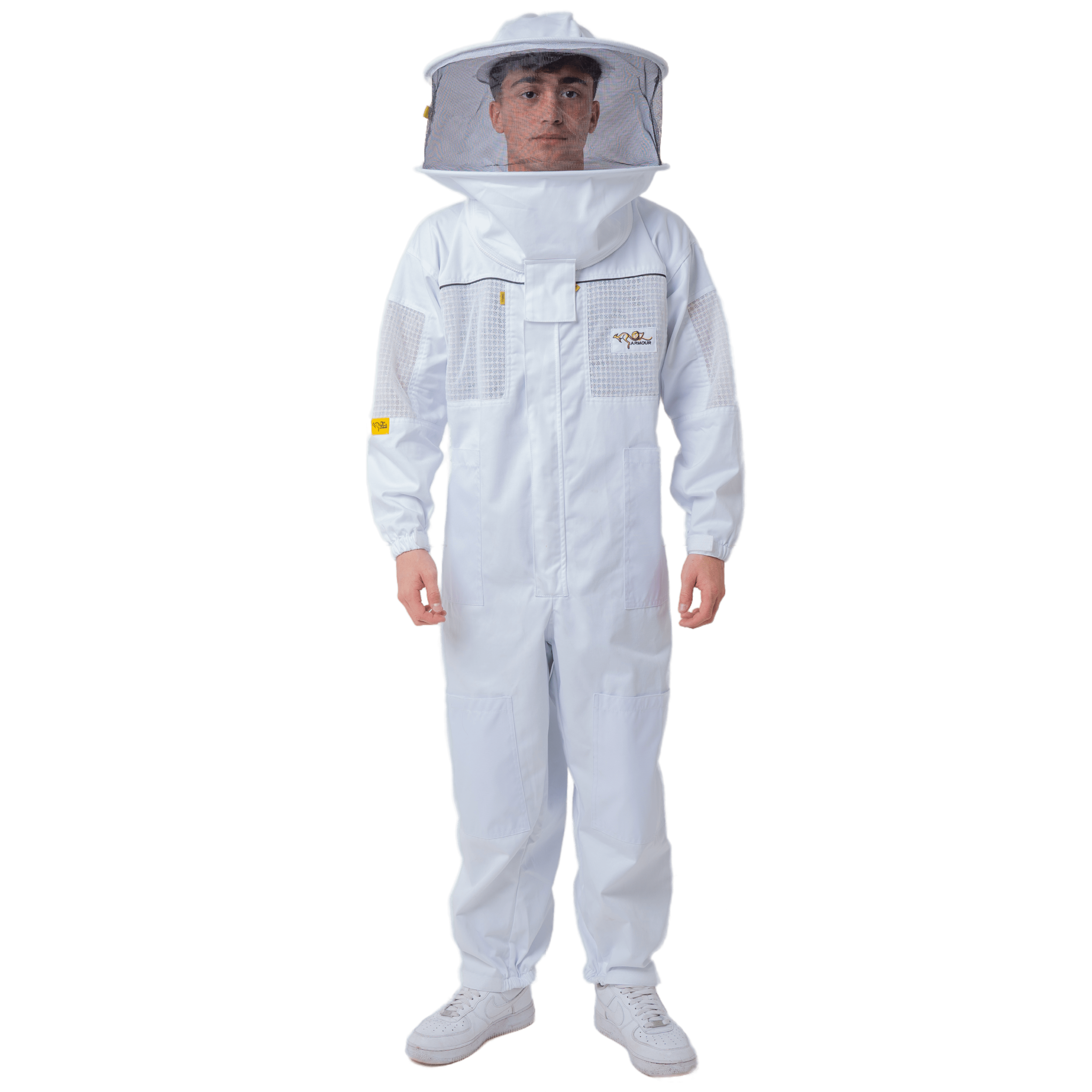Poly Cotton Semi Ventilated Beekeeping Suit With Round Brim Hat - Front Side