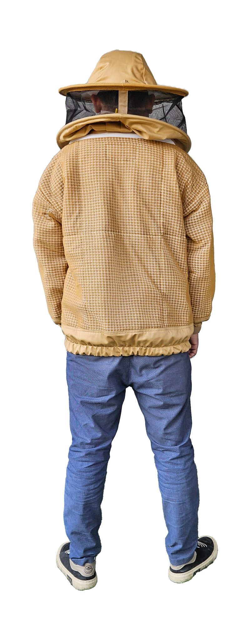 Khaki 3 Layer Mesh Ventilated Beekeeping Jacket With Fencing Veil & Round Hat Veil - Premium Jackets