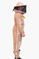 Khaki 3 Layer Super Cool Mesh Beekeeping Suit With Fencing Veil & Round Brim Hat - Premium Adult Suits