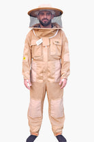 Khaki 3 Layer Super Cool Mesh Beekeeping Suit With Fencing Veil & Round Brim Hat - Premium Adult Suits