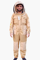 Khaki 3 Layer Super Cool Mesh Beekeeping Suit With Fencing Veil & Round Brim Hat - Premium Adult Suits