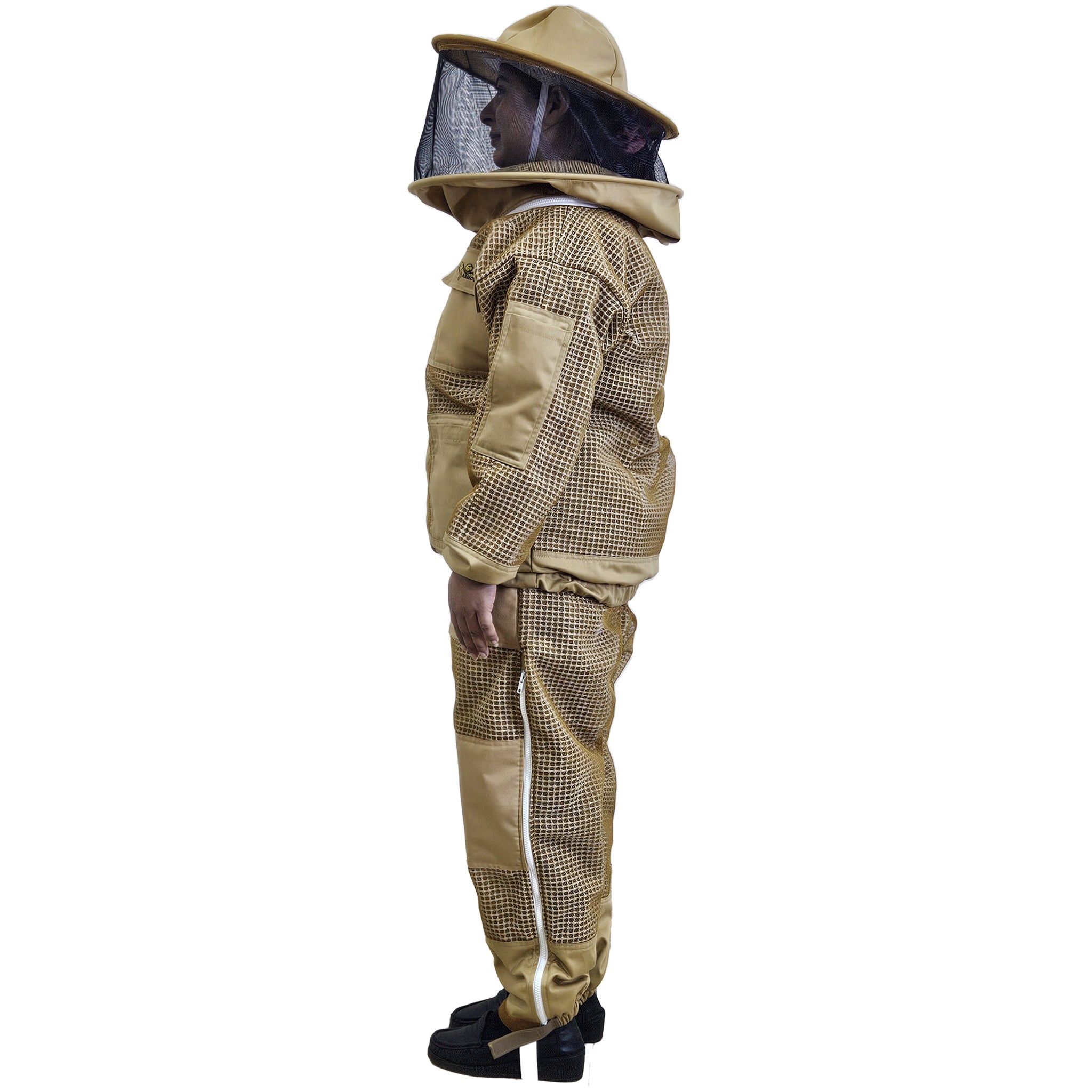 Khaki Beekeeping Jacket & Trousers Pants Set 3 Layer Mesh - Premium Jackets