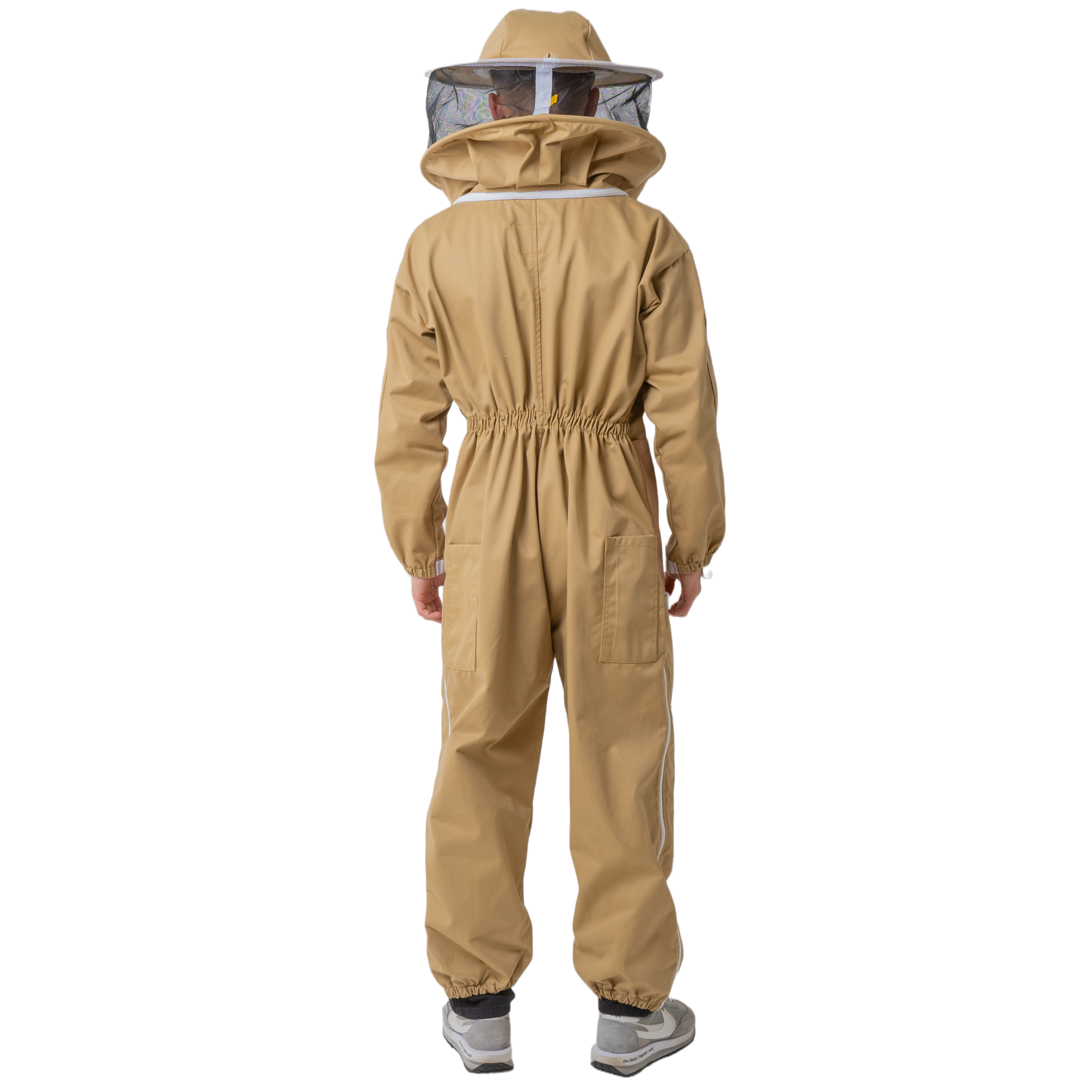 Khaki poly cotton beekeeping suit with round hat