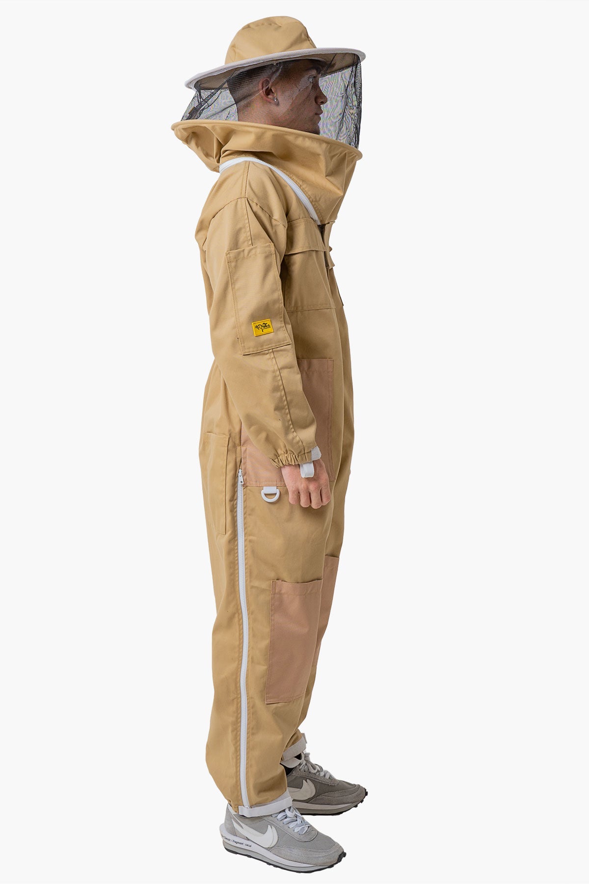 Khaki Poly Cotton Beekeeping Suit With Fencing Veil & Round Brim Hat - Premium Adult Suits