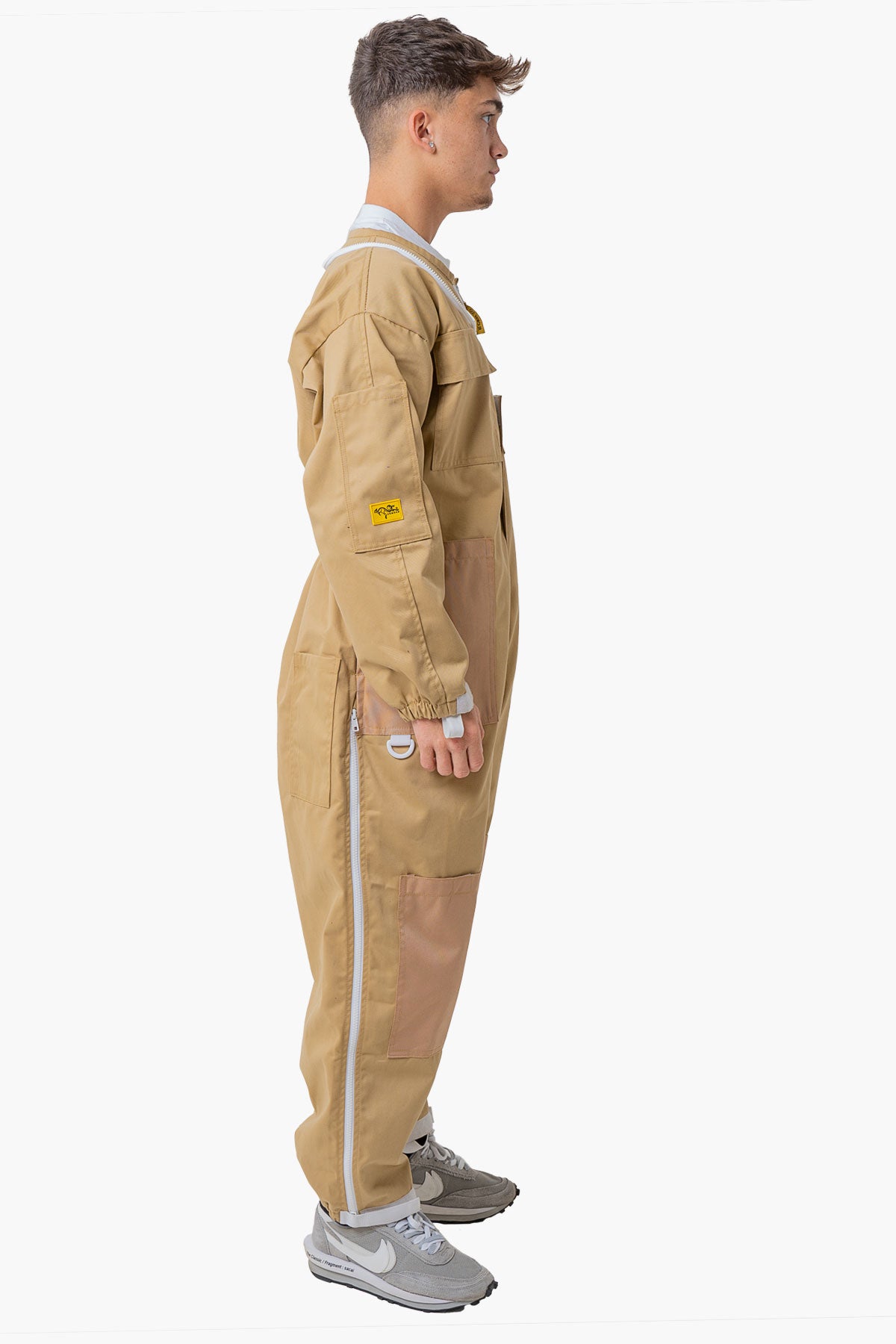 Khaki Poly Cotton Beekeeping Suit With Fencing Veil & Round Brim Hat - Premium Adult Suits