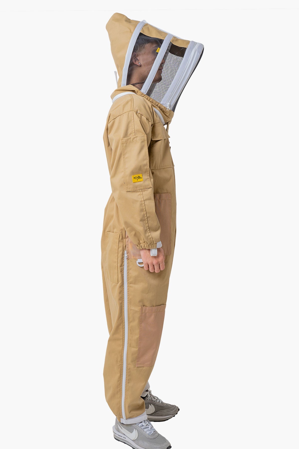 Khaki Poly Cotton Beekeeping Suit With Fencing Veil & Round Brim Hat - Premium Adult Suits