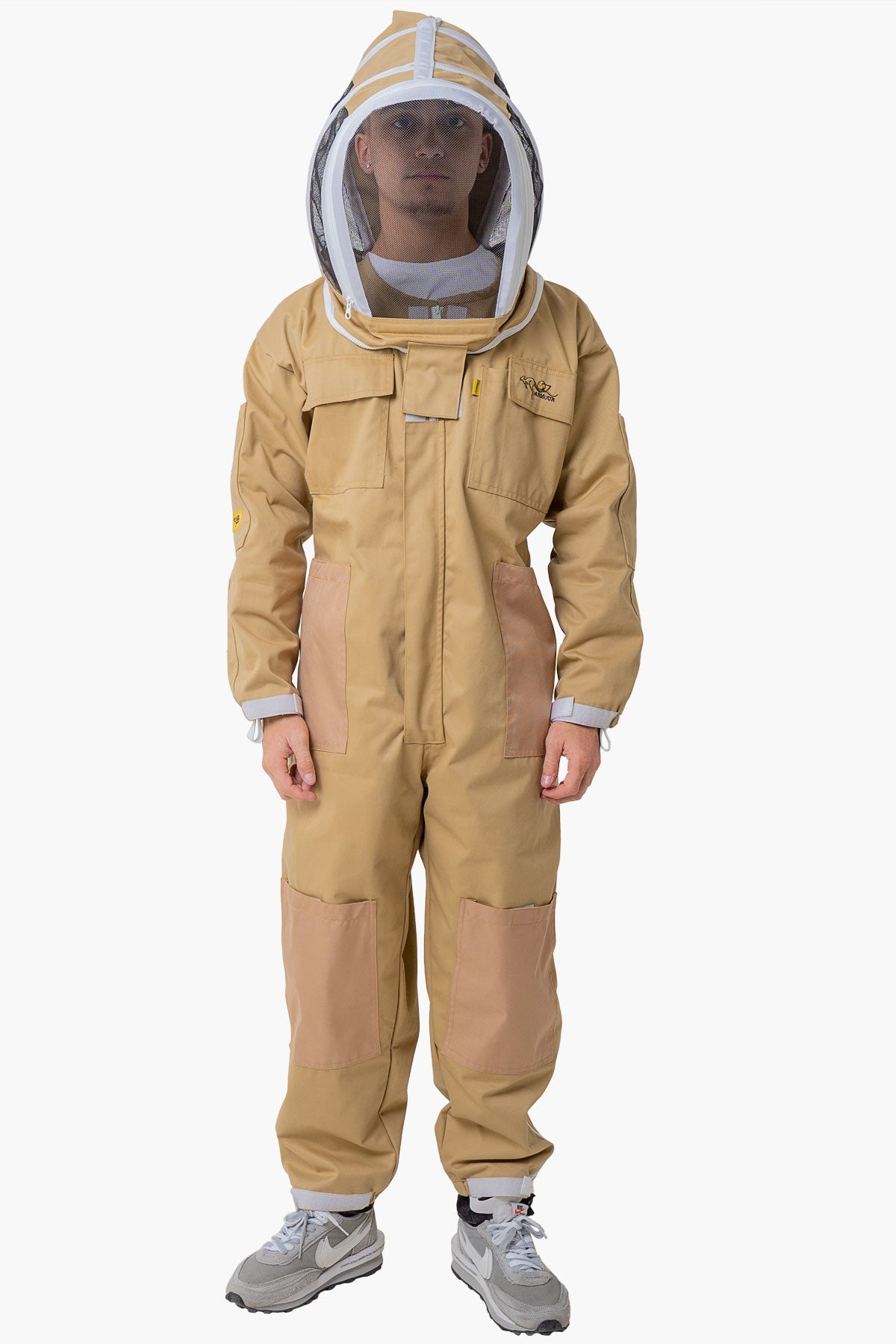 Khaki Poly Cotton Beekeeping Suit With Fencing Veil & Round Brim Hat - Premium Adult Suits