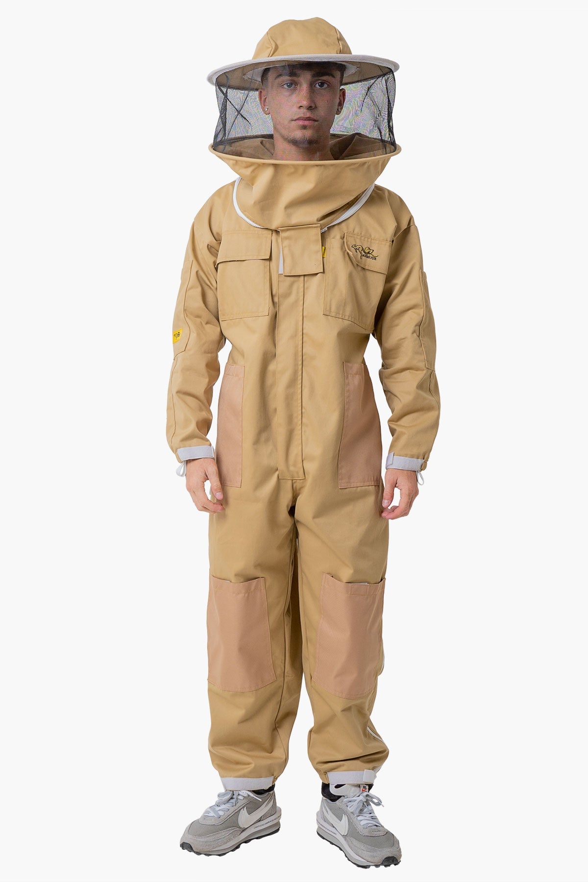 Khaki Poly Cotton Beekeeping Suit With Fencing Veil & Round Brim Hat - Premium Adult Suits