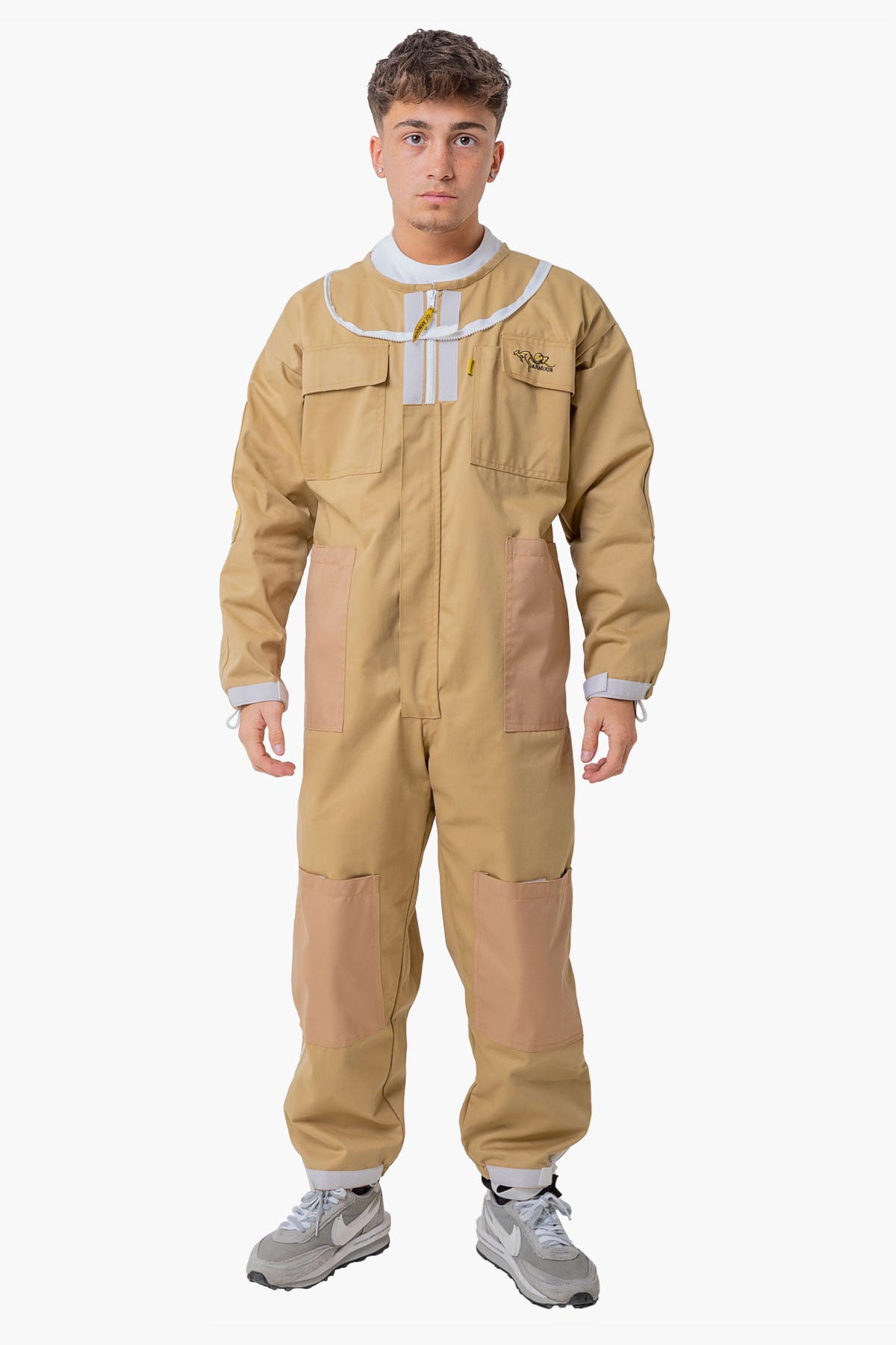 Khaki Poly Cotton Beekeeping Suit With Fencing Veil & Round Brim Hat - Premium Adult Suits