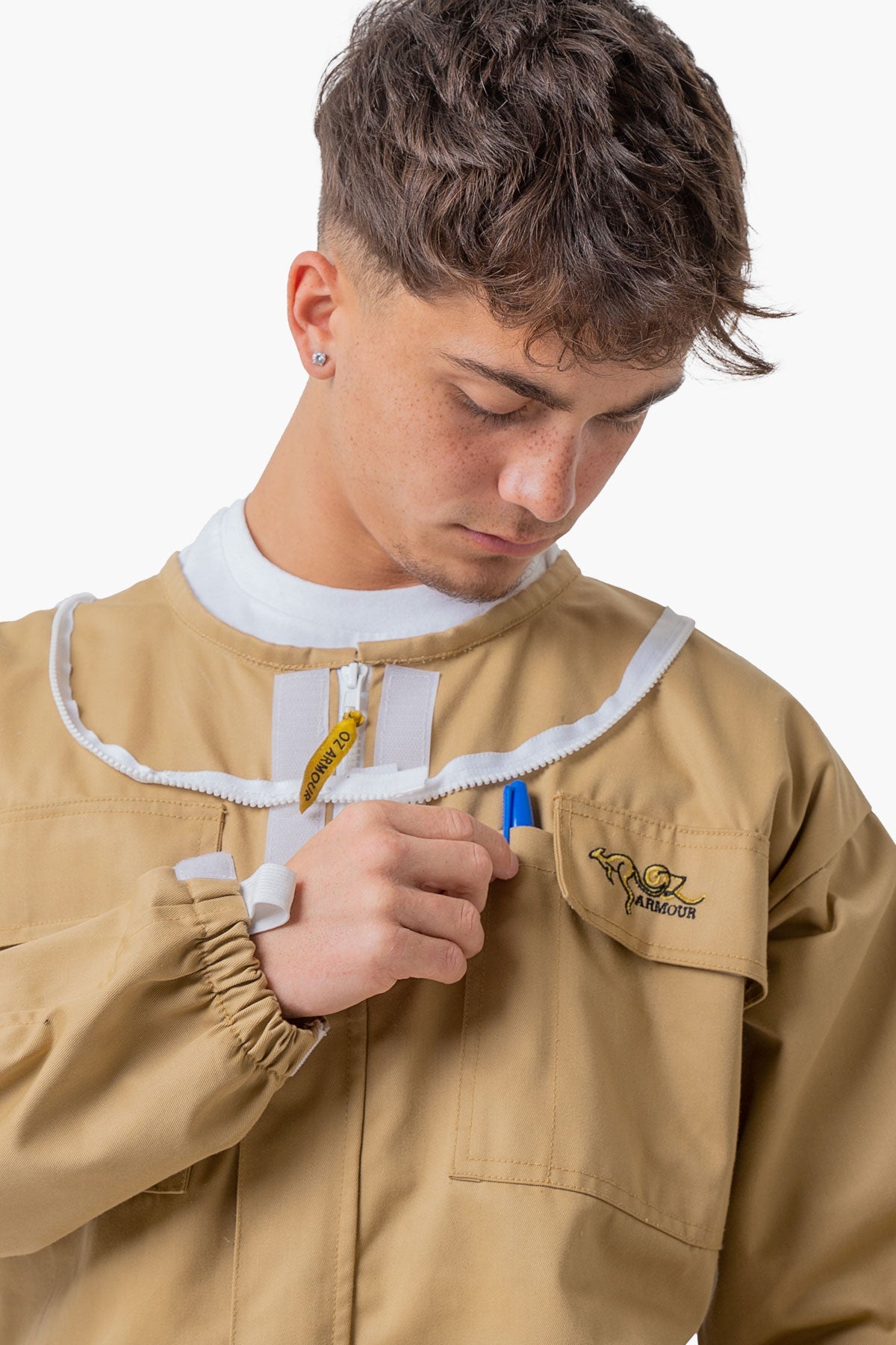 Khaki Poly Cotton Beekeeping Suit With Fencing Veil & Round Brim Hat - Premium Adult Suits