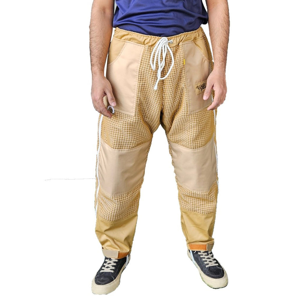 OZ ARMOUR Khaki 3 Layer Mesh Ventilated Beekeeping Trousers For Big & Short or Big & Tall - Front Side