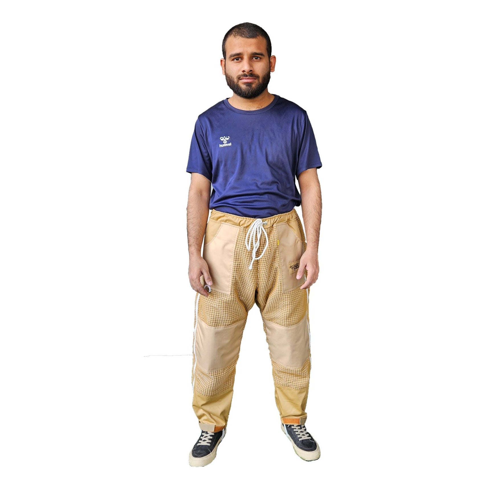 OZ ARMOUR Khaki 3 Layer Mesh Ventilated Beekeeping Trousers For Big & Short or Big & Tall - Front Side
