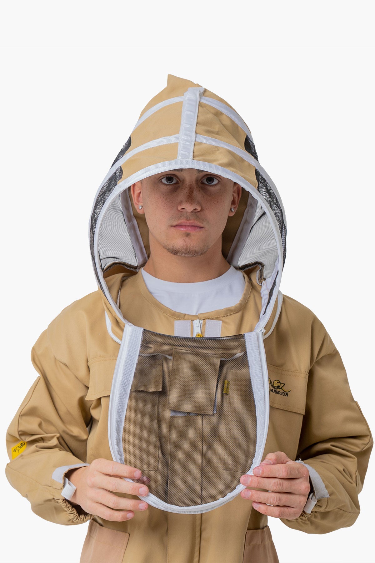 OZ ARMOUR Khaki Poly Cotton Beekeeping Suit With Fencing Veil - Premium Adult Suits and Jackets