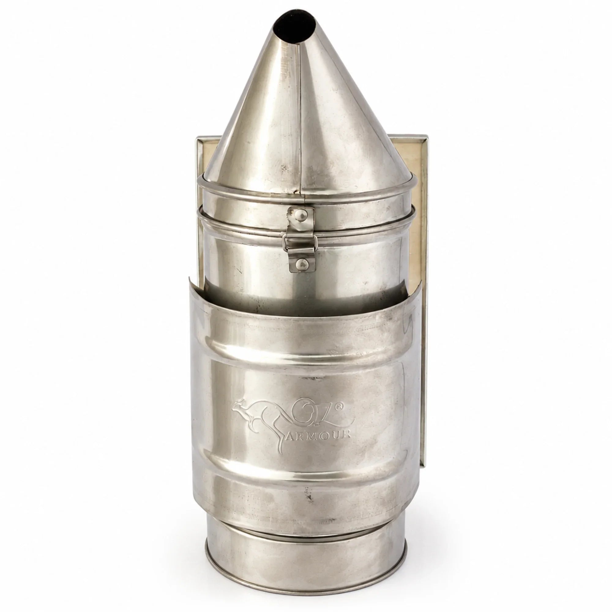 OZ Armour stainless steel bee smoker with heat shield