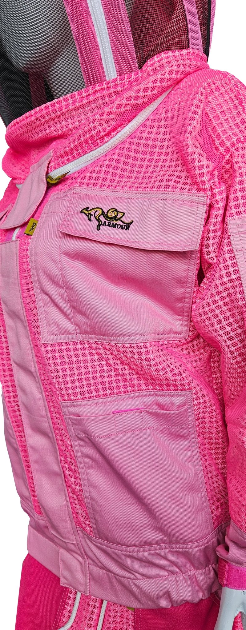 Pink 3 Layer Mesh Ventilated Beekeeping Jacket With Fencing Veil & Round Hat Veil - Premium Jackets