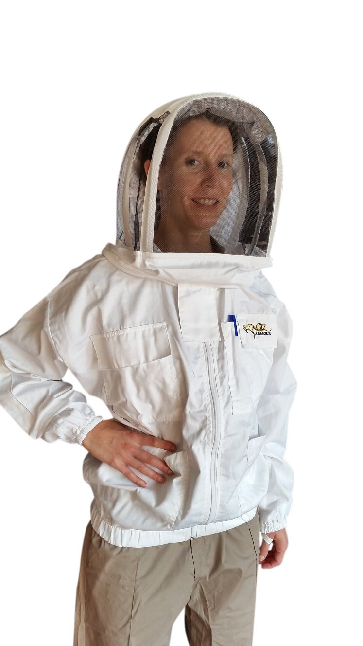 Poly Cotton Beekeeping Jacket With Fencing and Round Hat Veils - Premium Jackets