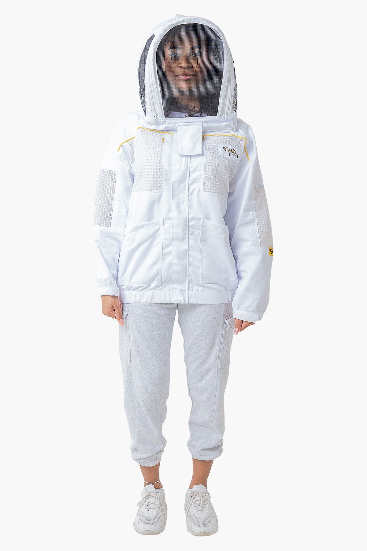 Poly Cotton Semi Ventilated Beekeeping Jacket With Fencing Veil & Round Hat Veil - Premium Jackets