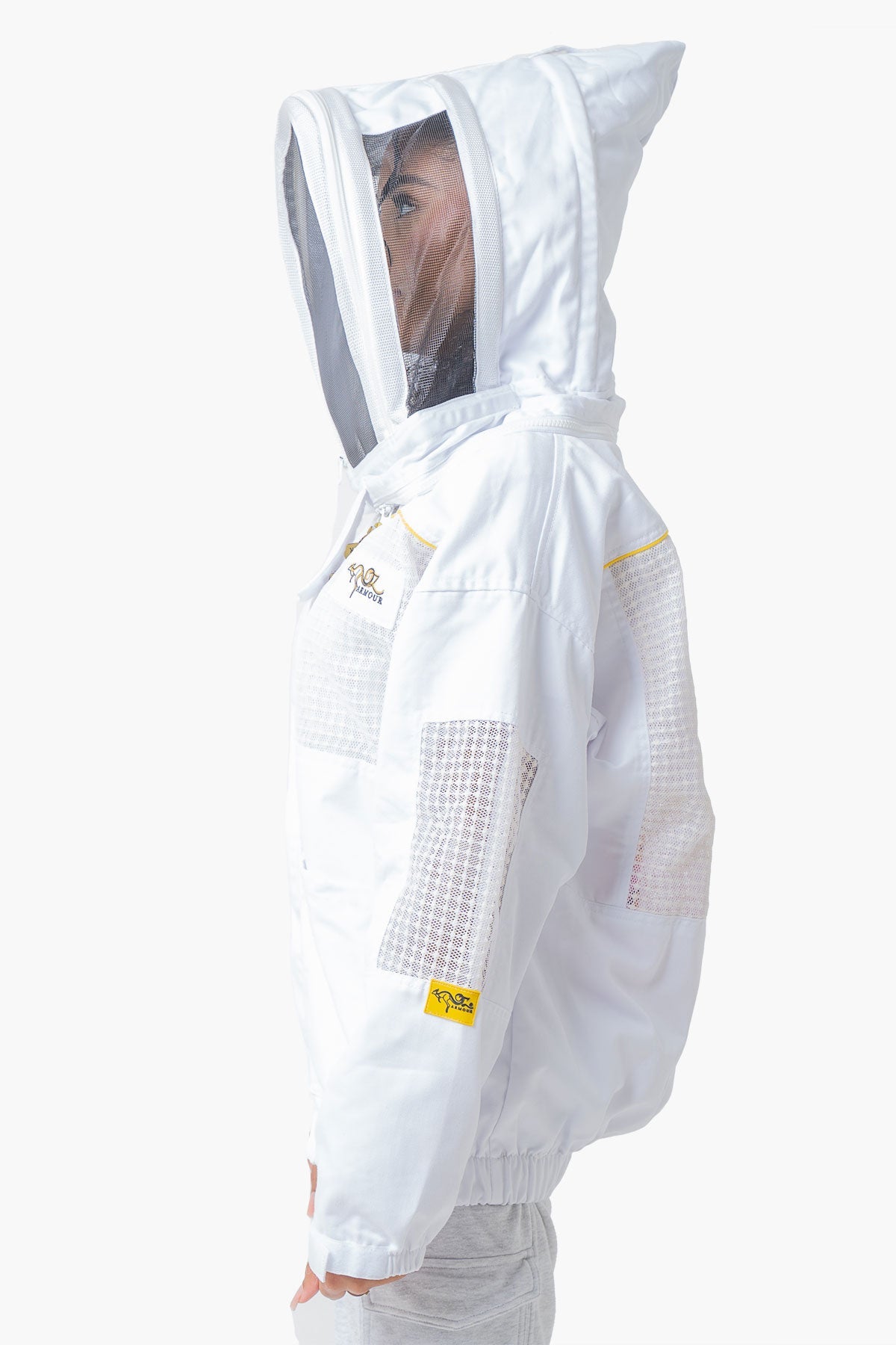 Poly Cotton Semi Ventilated Beekeeping Jacket With Fencing Veil & Round Hat Veil - Premium Jackets