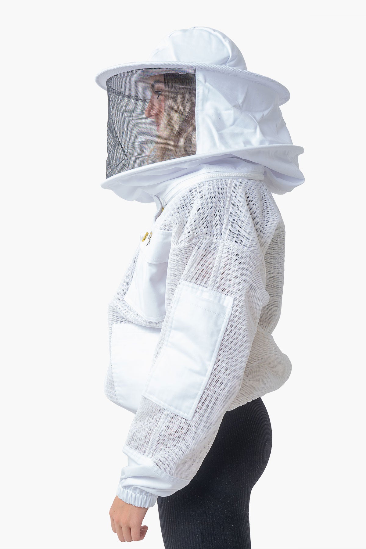 Poly Cotton Semi Ventilated Beekeeping Jacket With Fencing Veil & Round Hat Veil - Premium Jackets