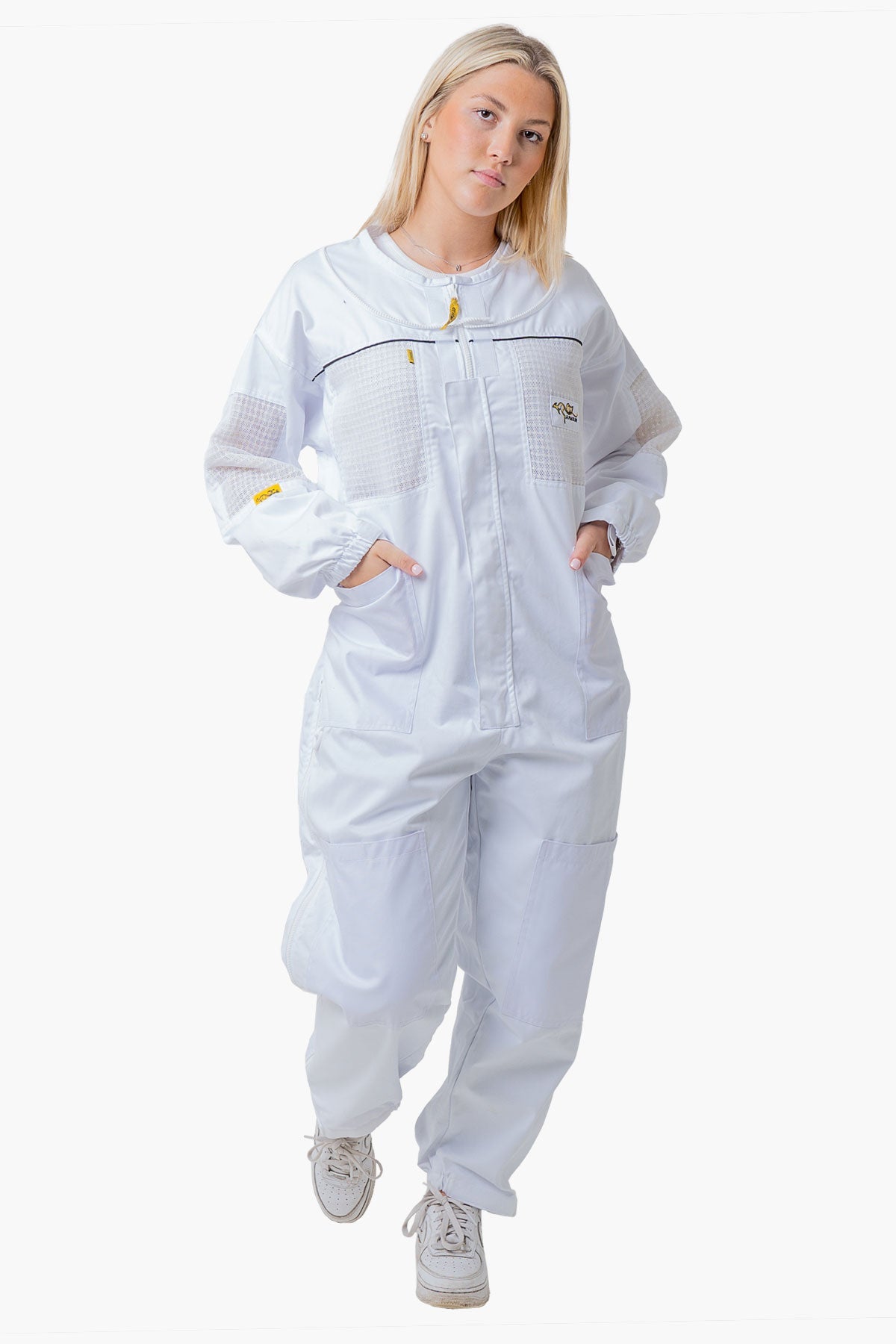 Poly Cotton Semi Ventilated Beekeeping Suit With Fencing Veil & Round Brim Hat - Premium Adult Suits