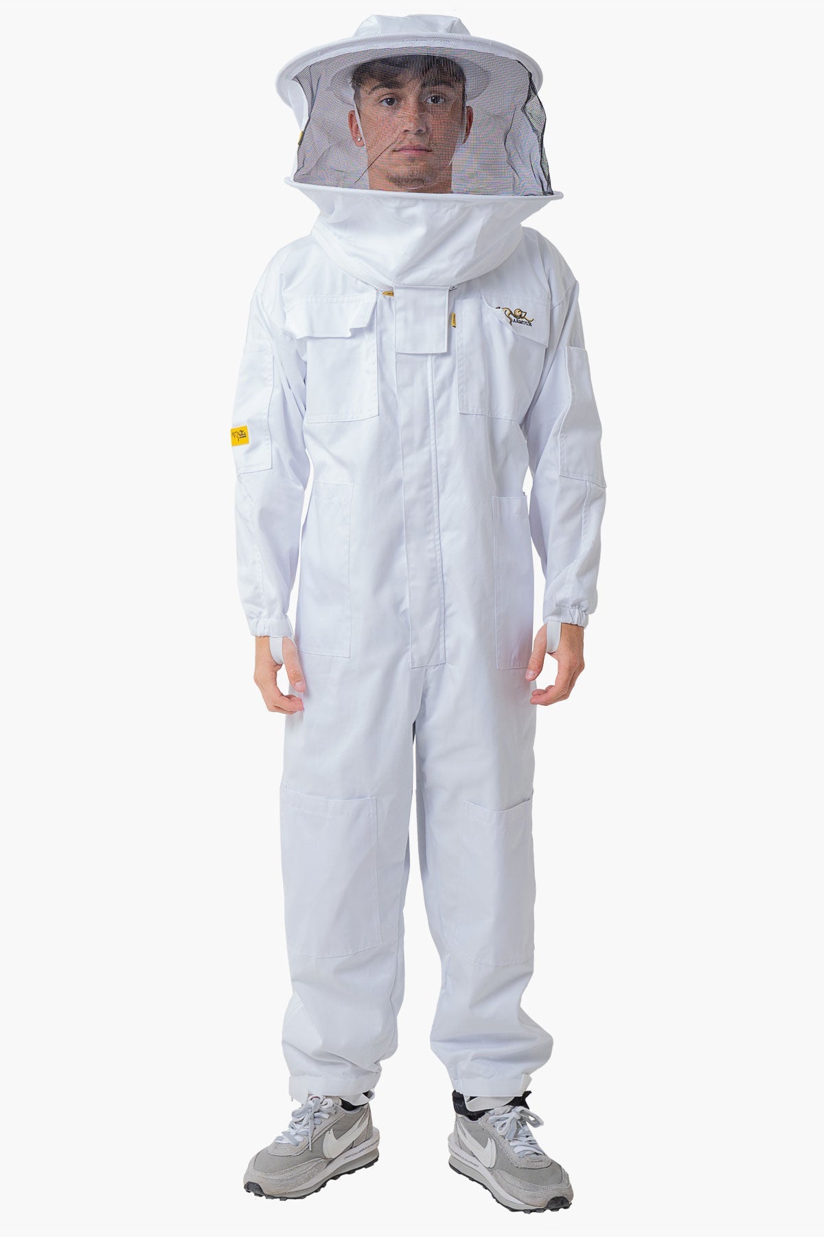 Pre Shrunk Poly Cotton Beekeeping Suit With Fencing Veil & Round Hat Veil - Premium Adult Suits
