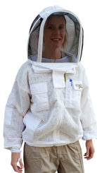 SALE OZ ARMOUR 3 Layer Mesh Ventilated Beekeeping Jacket With Fencing Veil or Round Hat - Premium Adult Suits and Jackets