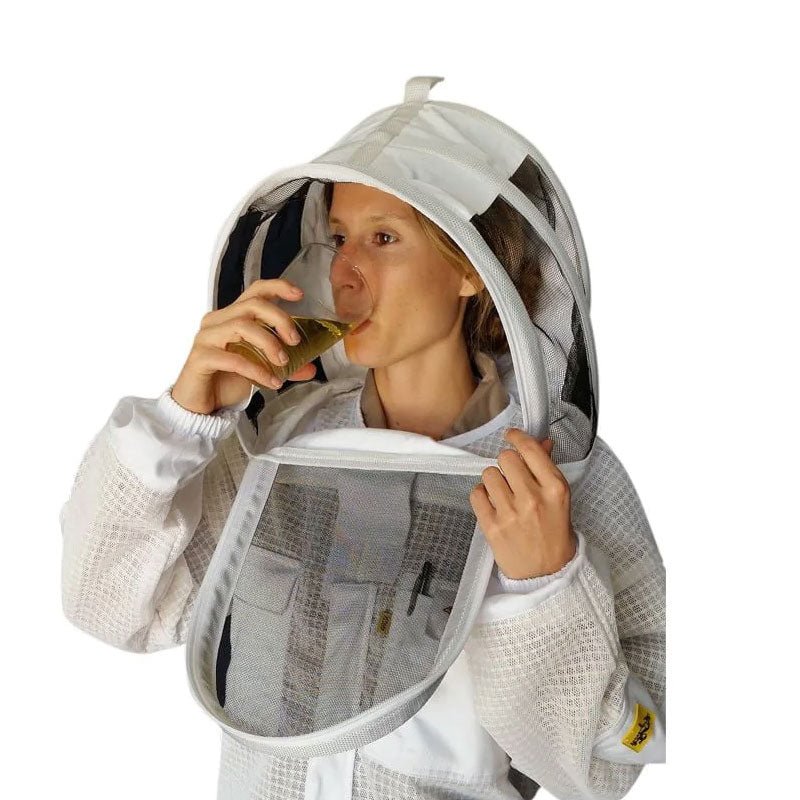 SALE OZ ARMOUR 3 Layer Mesh Ventilated Beekeeping Jacket With Fencing Veil or Round Hat - Premium Adult Suits and Jackets
