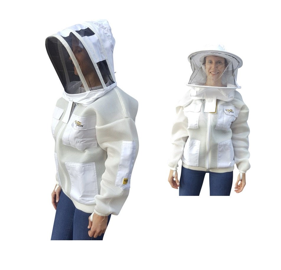 SALE OZ ARMOUR Double Layer Mesh Ventilated Beekeeping Jacket With Round Hat Veil - Premium Adult Suits and Jackets