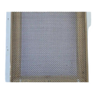 Close-up top view of stainless steel wire mesh on screened bottom board for beehive