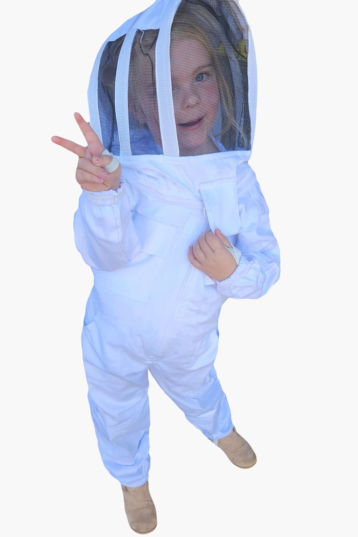 White Poly Cotton Children's Beekeeping Suits With Fencing Veil - Suits