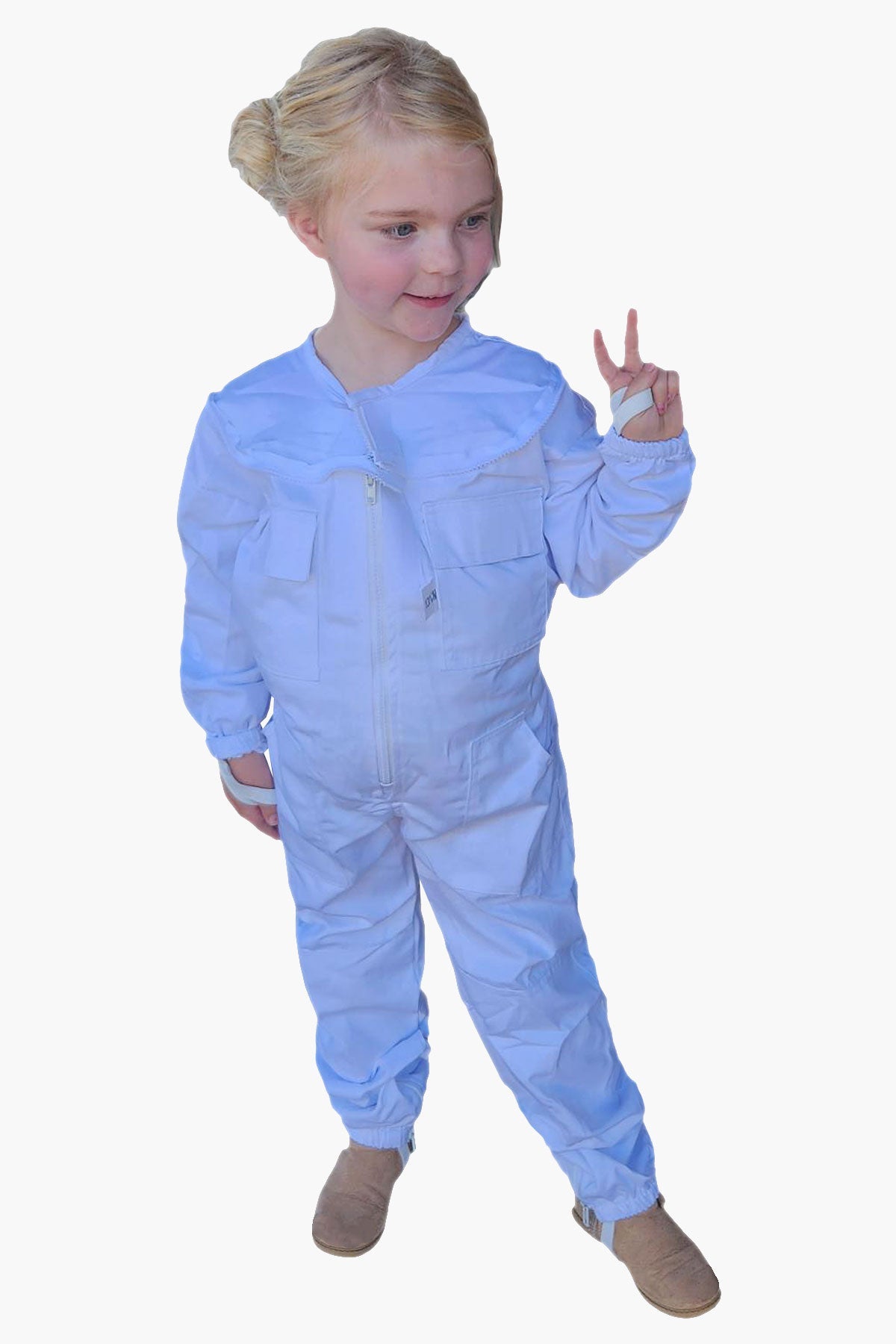White Poly Cotton Children's Beekeeping Suits With Fencing Veil - Suits