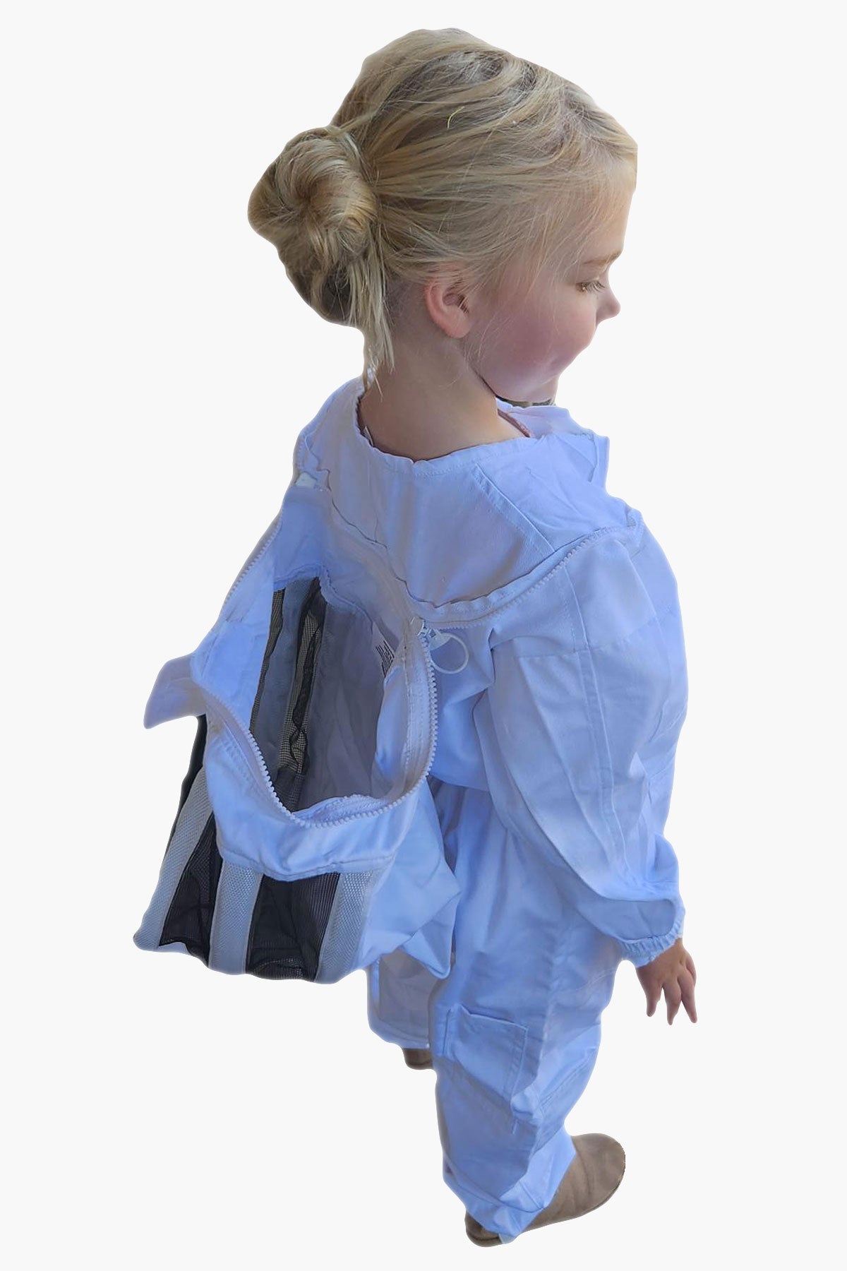 White Poly Cotton Children's Beekeeping Suits With Fencing Veil - Suits