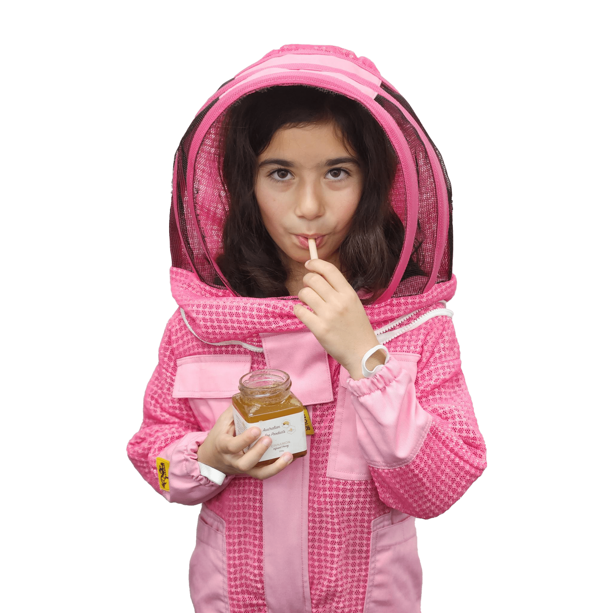 3 Layer Children's pink Beekeeping suit With Fencing Veil Close Up
