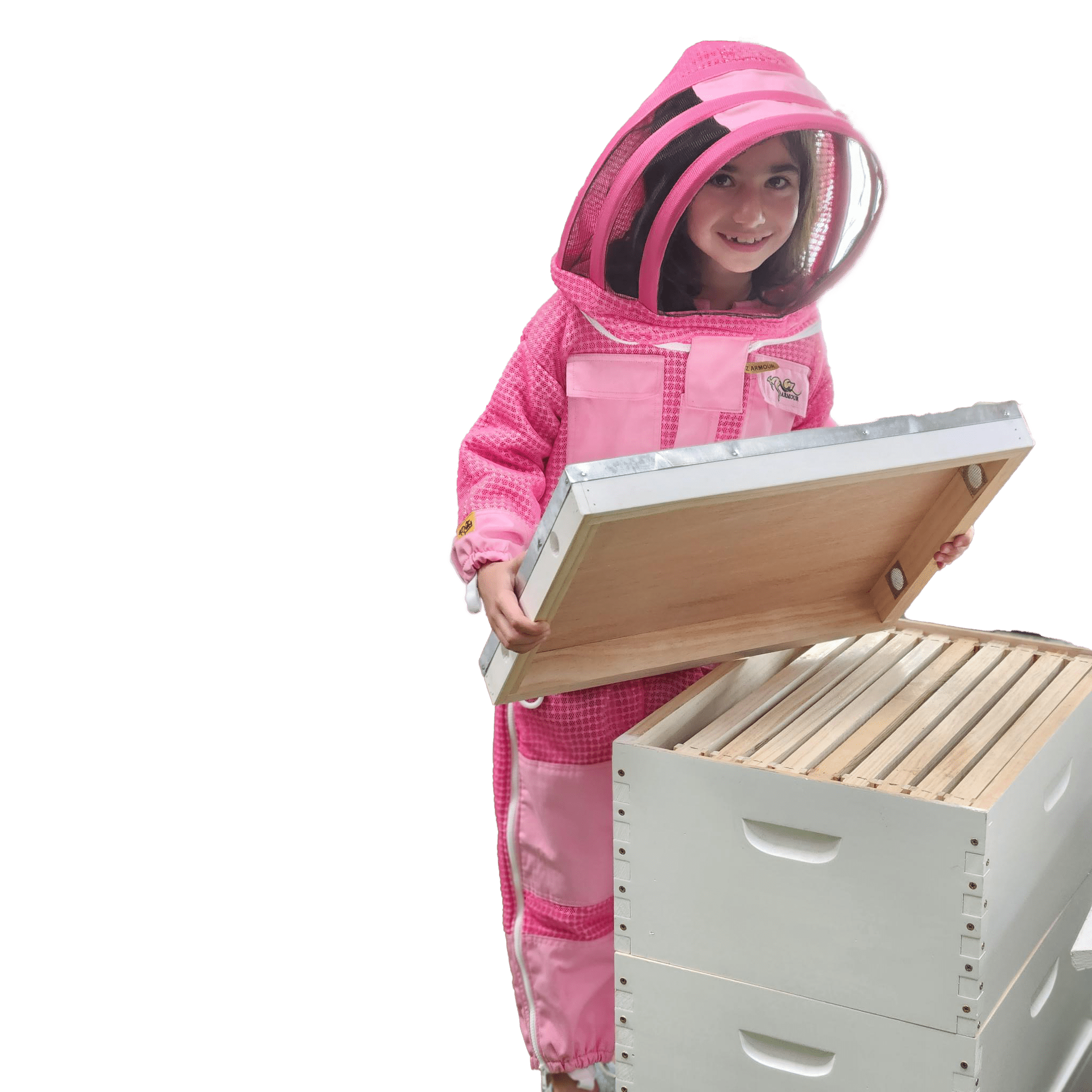3 Layer Children's pink Beekeeping suit With Fencing Veil with  Hive