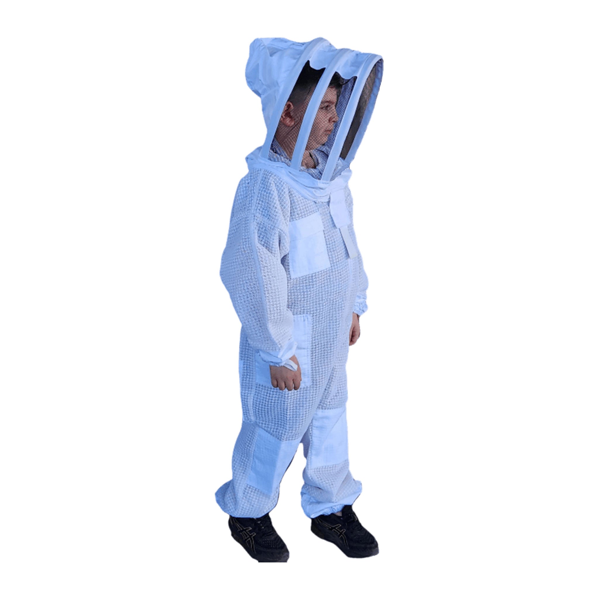 3 Layer Children's Beekeeping Suit With Fencing and Round Hat Veils - Blue Left Side