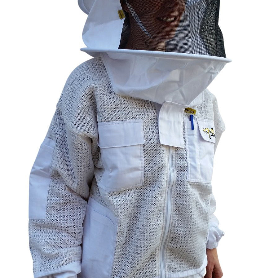 OZ ARMOUR 3 Layer Mesh Ventilated Beekeeping Jacket With Round Hat Veil,Beekeeping,beekeeping gear,oz armour