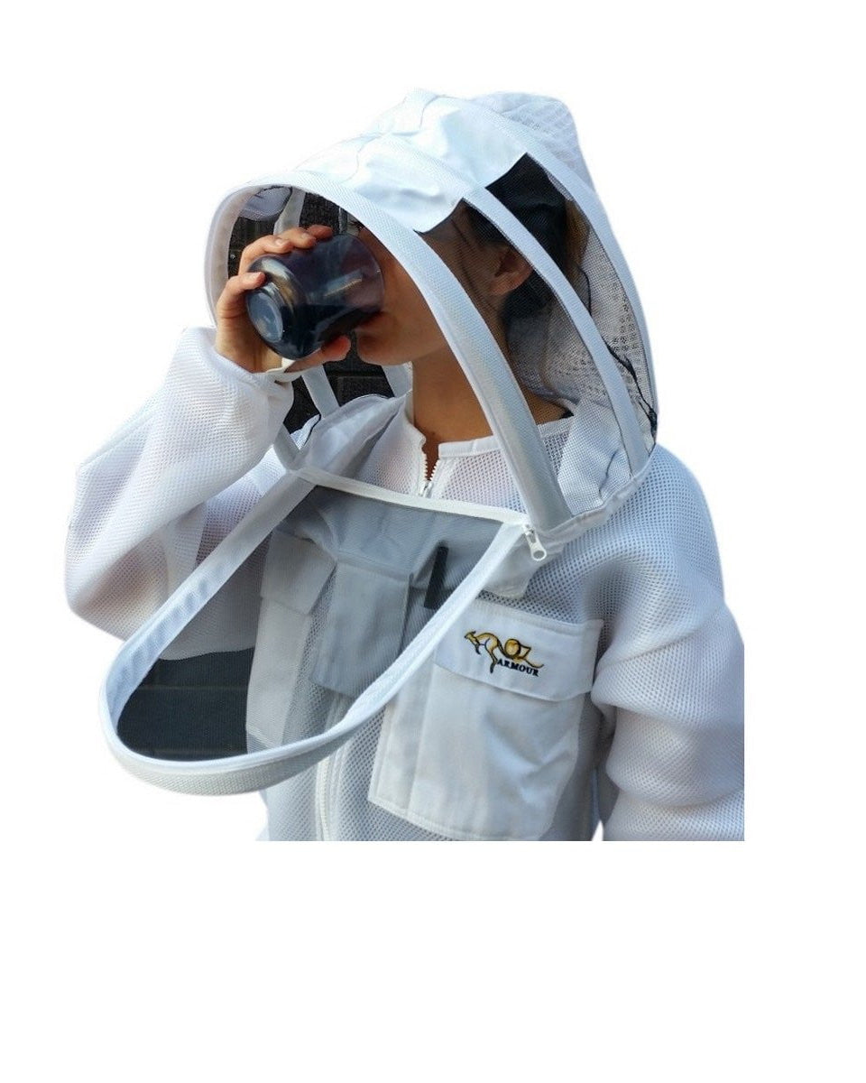 Double Layer Mesh Ventilated Beekeeping Jacket With Fencing Veil