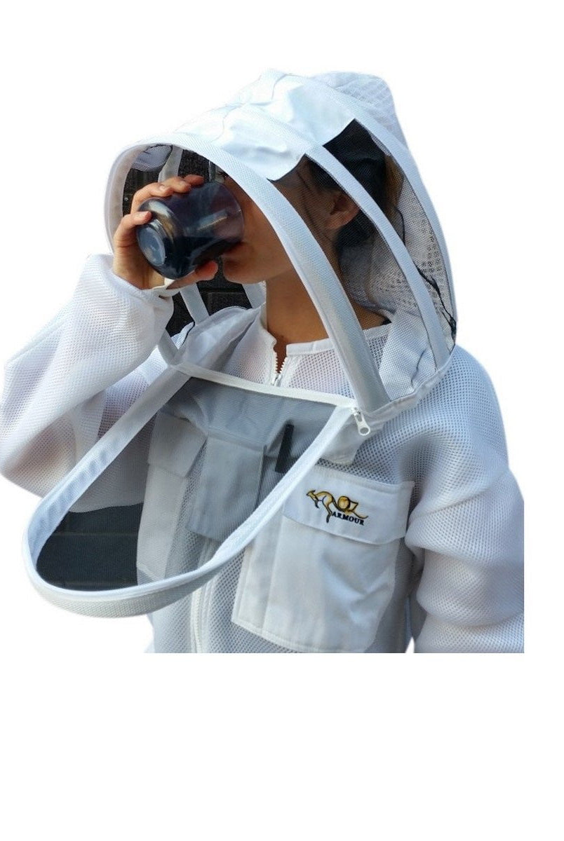 Double Layer Mesh Ventilated Beekeeping Jacket With Fencing Veil