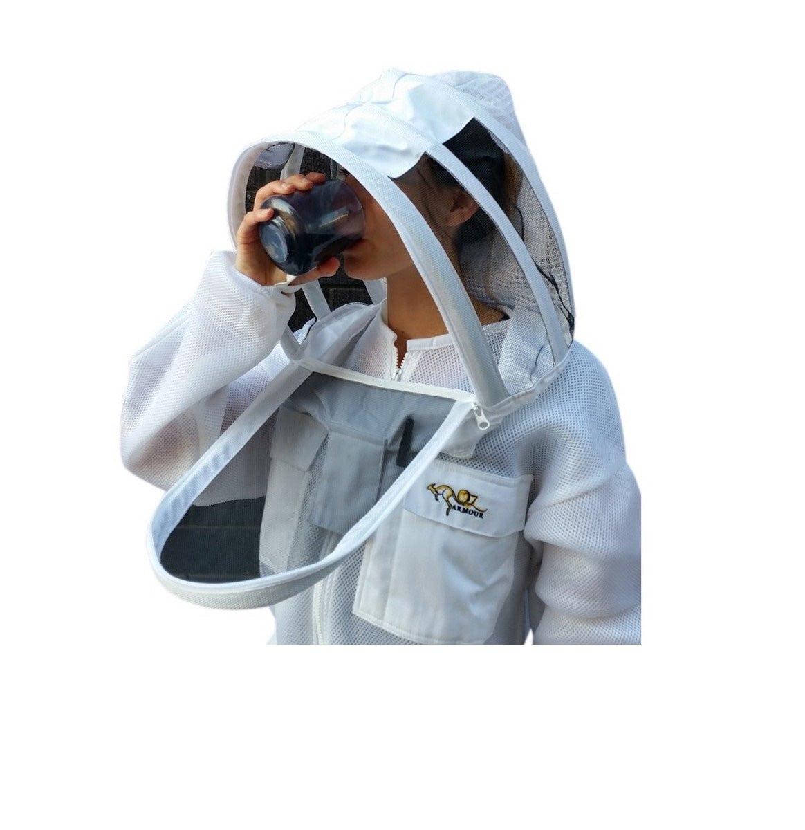 Double Layer Mesh Beekeeping Jacket With Fencing Veil