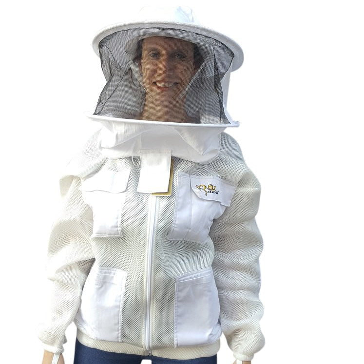 OZ ARMOUR Double Layer Mesh Ventilated Beekeeping Jacket With Round Hat Veil,Beekeeping,beekeeping gear,oz armour