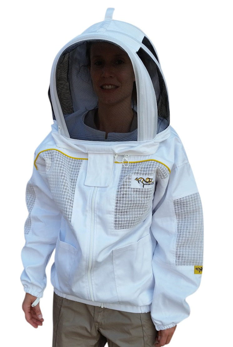 OZ ARMOUR Poly Cotton Semi Ventilated Beekeeping Jacket With Fencing Veil,Beekeeping,beekeeping gear,oz armour