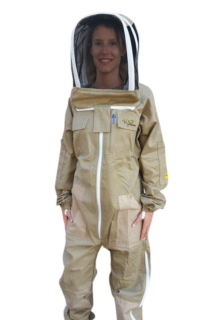 Khaki Poly Cotton Beekeeping Suit With Round Hat 