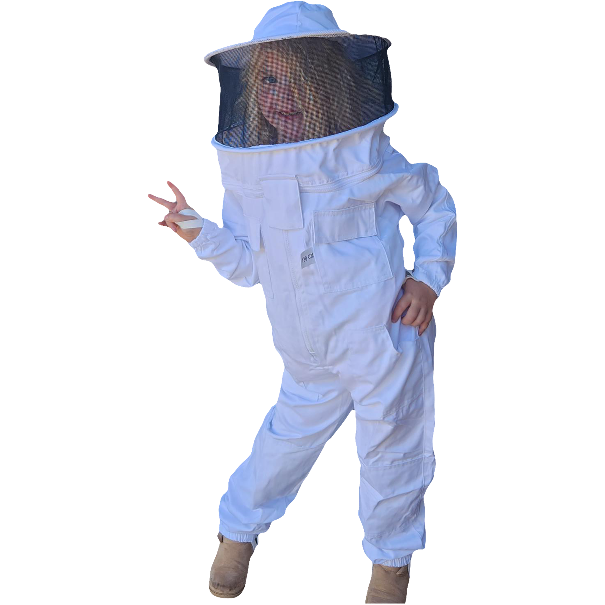 White Poly Cotton Children's Beekeeping Suits - Left Side