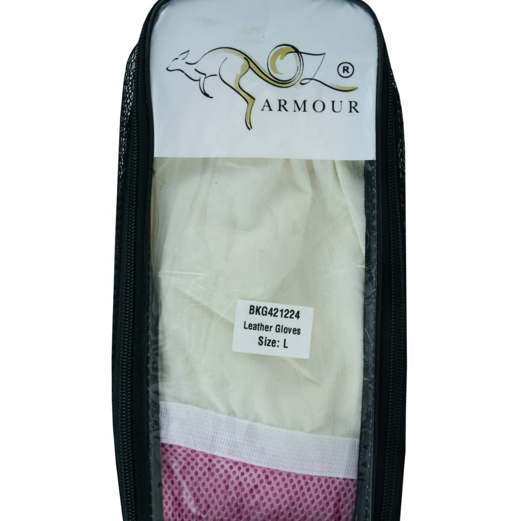 Unveil the elegance â€“ OZ ARMOUR Pink Cow Hide Ventilated Gloves presented in stylish packaging.