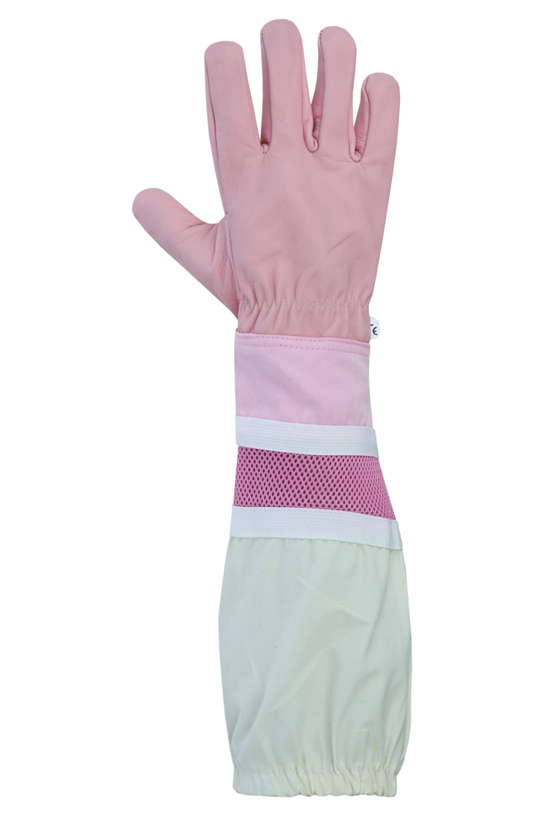 Side view showcasing the design and quality of OZ ARMOUR Pink Cow Hide Ventilated Gloves.