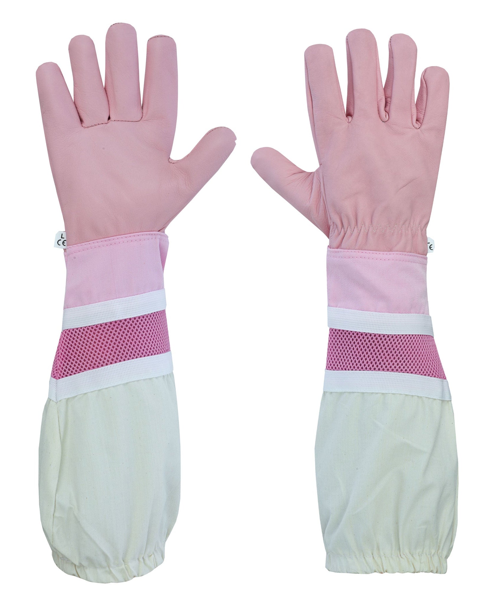 See the gloves in action â€“ OZ ARMOUR Pink Cow Hide Ventilated Gloves providing superior protection during use.