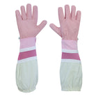 See the gloves in action â€“ OZ ARMOUR Pink Cow Hide Ventilated Gloves providing superior protection during use.