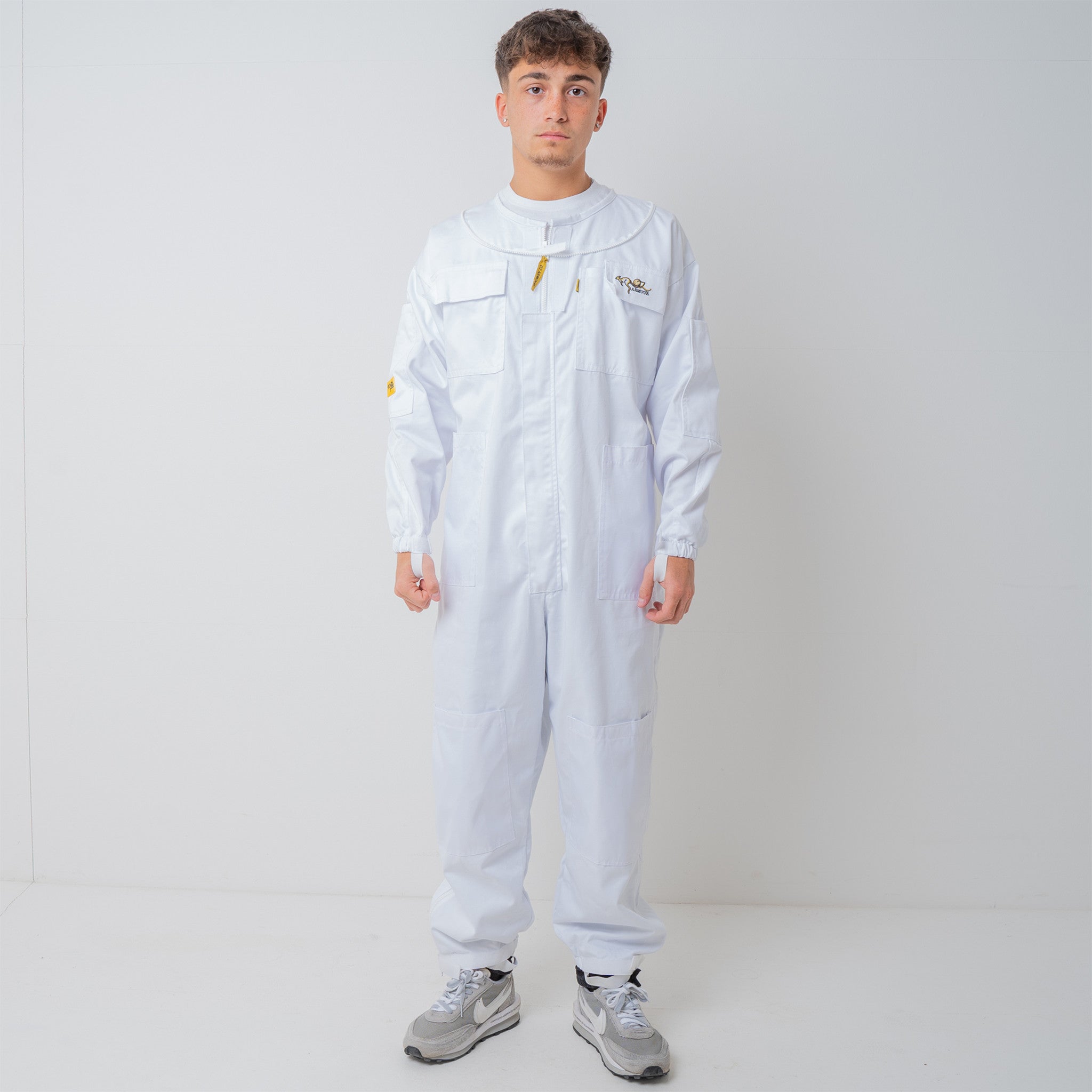 Poly Cotton Beekeeping Suit With Fencing Veil  - Man Front View